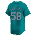 Youth Seattle Mariners ＃58 Luis Castillo Aqua Limited Alternate Jersey