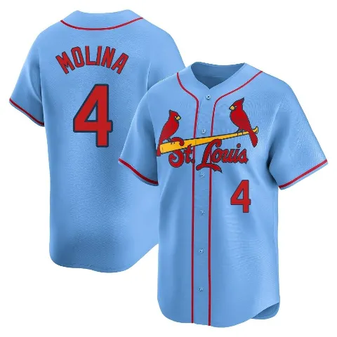 Youth St. Louis Cardinals ＃4 Yadier Molina Light Blue Limited Alternate Jersey