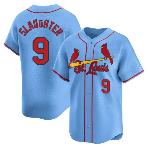 Youth St. Louis Cardinals ＃9 Enos Slaughter Light Blue Limited Alternate Jersey