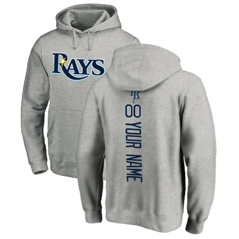 Youth Tampa Bay Rays ＃00 Custom Hoodie Ash Custom Backer Pullover Hoodie