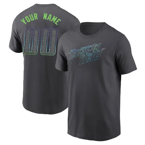 Youth Tampa Bay Rays ＃00 Custom T-Shirt Charcoal Custom 2024 City Connect T-Shirt