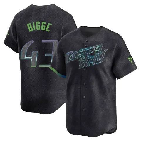 Youth Tampa Bay Rays ＃43 Hunter Bigge Charcoal Limited 2024 City Connect Jersey