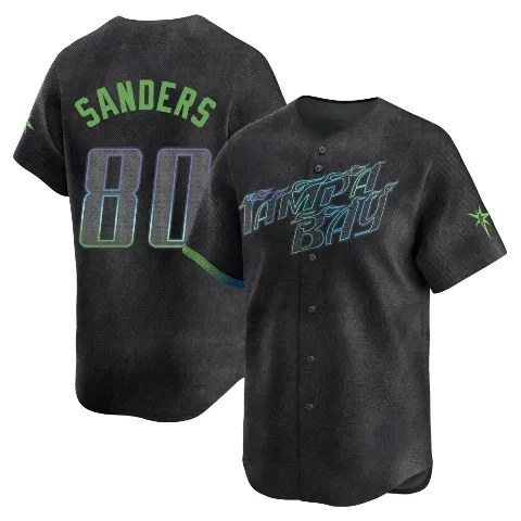 Youth Tampa Bay Rays ＃80 Phoenix Sanders Charcoal Limited 2024 City Connect Jersey
