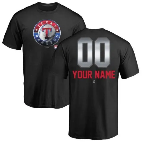 Youth Texas Rangers ＃00 Custom T-Shirt Black Custom Midnight Mascot T-Shirt -