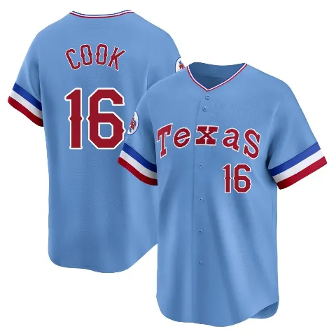 Youth Texas Rangers ＃16 Casey Cook Light Blue Limited Cooperstown Collection Jersey