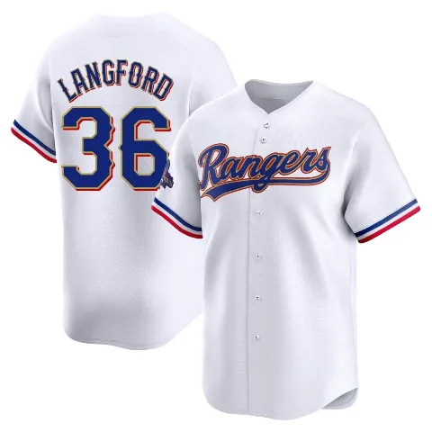 Youth Texas Rangers ＃36 Wyatt Langford Gold Limited White 2024 Collection Jersey