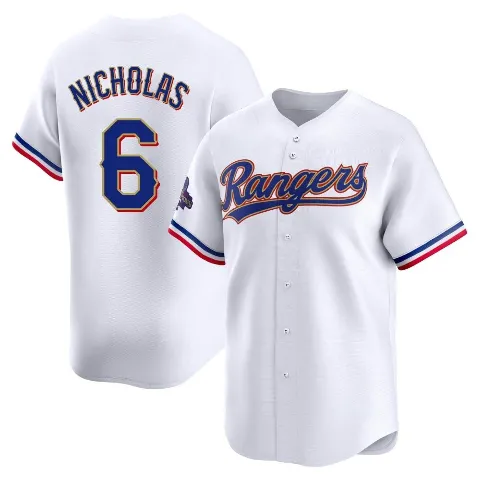 Youth Texas Rangers ＃6 Brett Nicholas Gold Limited White 2024 Collection Jersey