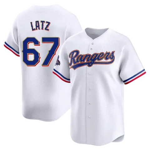 Youth Texas Rangers ＃67 Jacob Latz Gold Limited White 2024 Collection Jersey