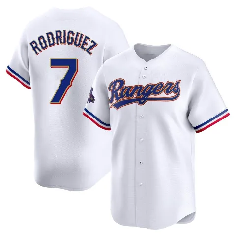 Youth Texas Rangers ＃7 Ivan Rodriguez Gold Limited White 2024 Collection Jersey
