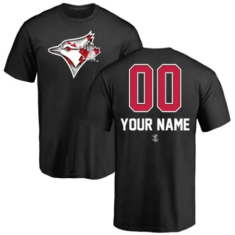 Youth Toronto Blue Jays ＃00 Custom T-Shirt Black Custom Name and Number Banner Wave T-Shirt -