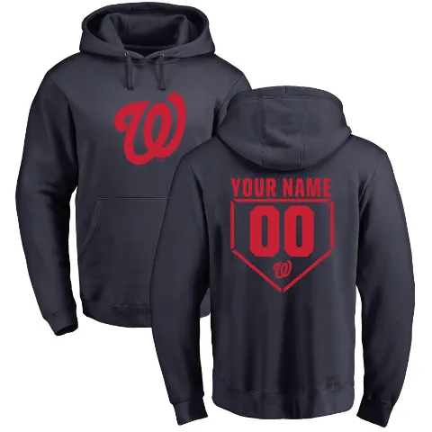 Youth Washington Nationals ＃00 Custom Hoodie Navy Custom RBI Pullover Hoodie -