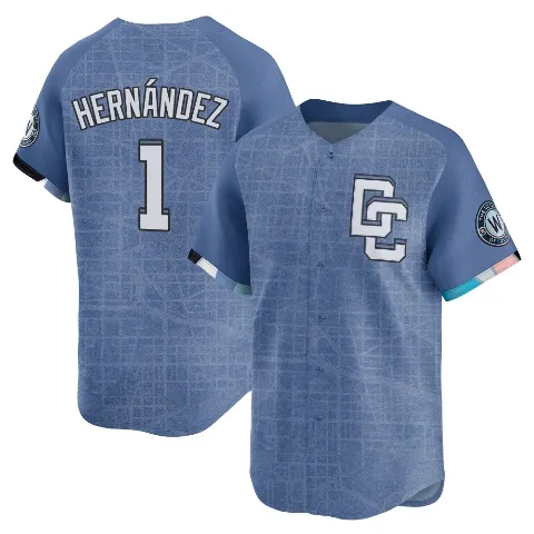 Youth Washington Nationals ＃1 Cesar Hernandez Blue Limited 2025 City Connect Jersey